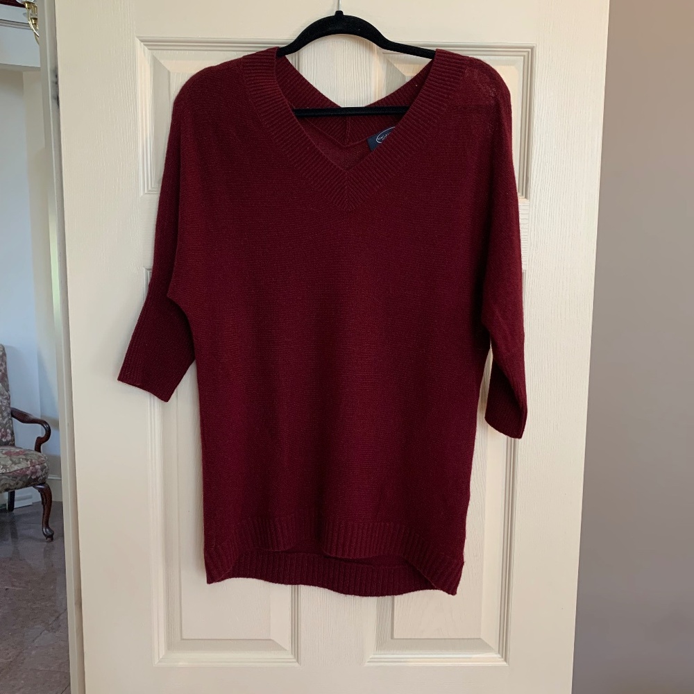 Magaschoni New York Burgundy Long Cashmere Sweater sz S